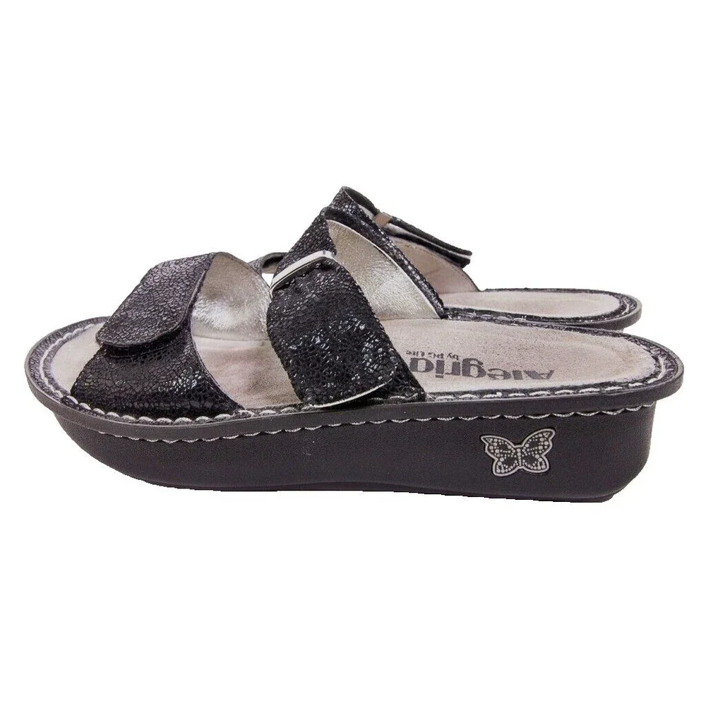 Alegria PG Lite Karmen Open Toe Sandals Size 37/7.5 Black Leather